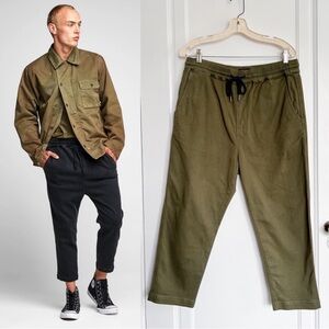 Hudson • Leo Drop-Crotch Drawstring Pants jogger tapered cropped olive green